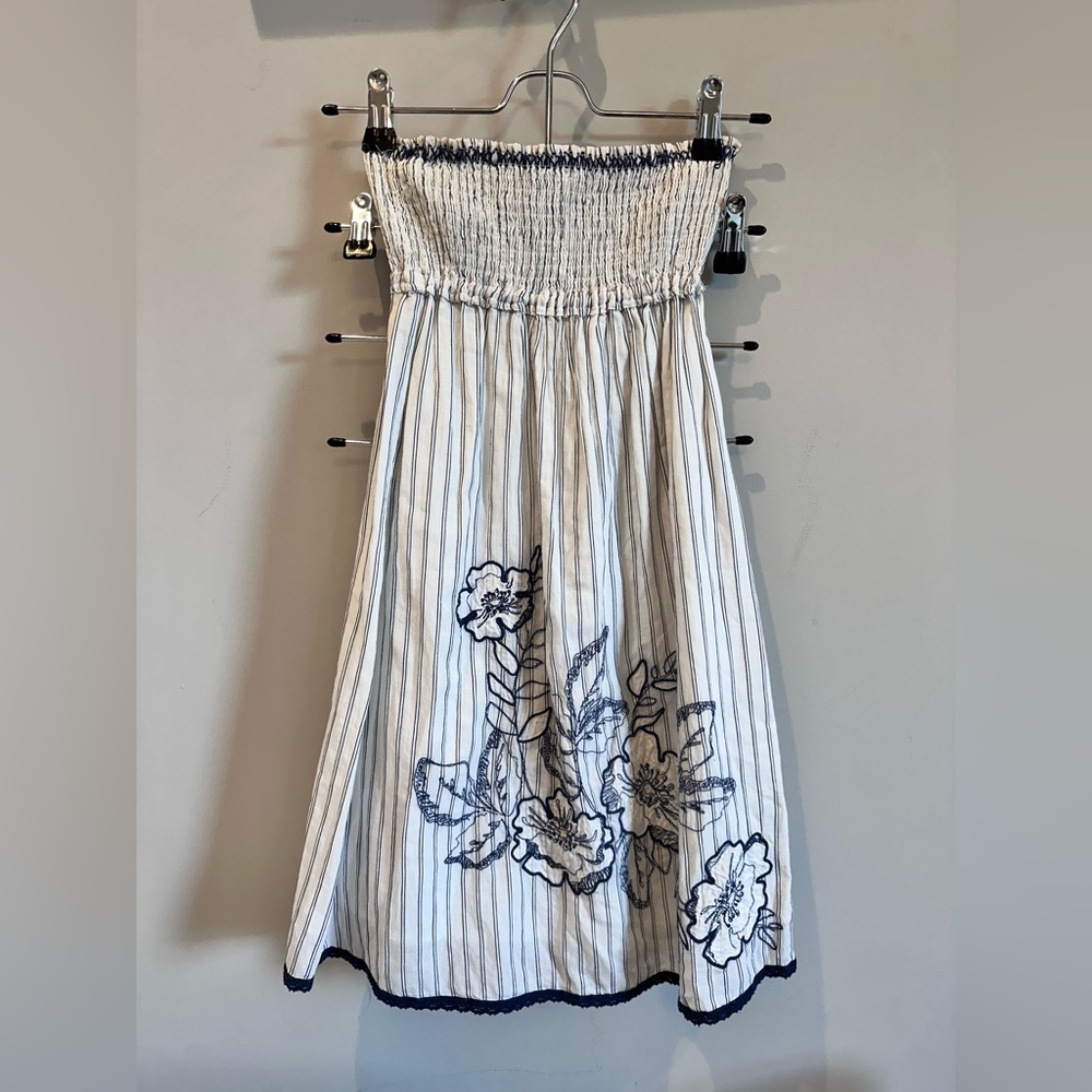 Abercrombie & Fitch Blue and White Smocked Midi Dress.